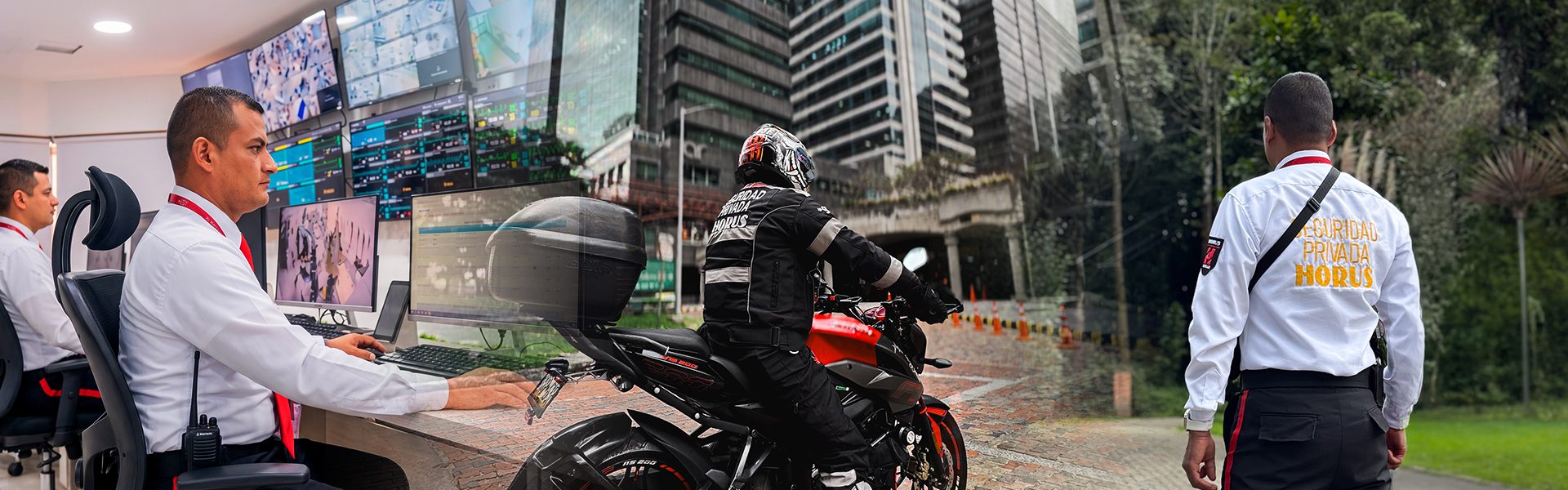 Equipo Seguridad Horus: central de monitoreo, respuesta motorizada y guardas